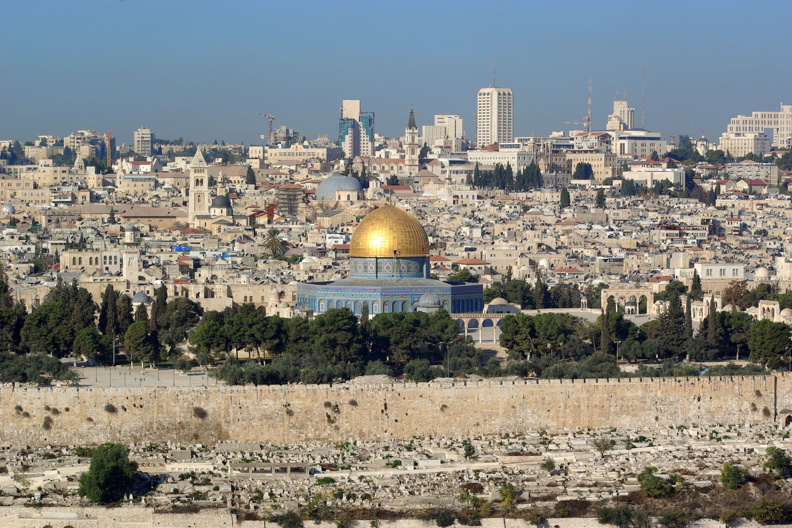 View over Jerusalem's Old City and the Dome of the Rock from the Mount of Olives